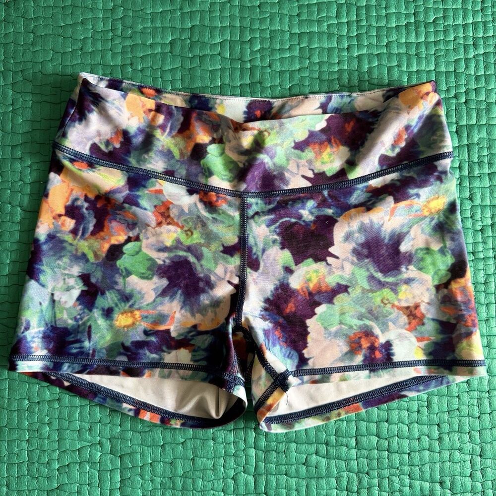 Vintage American Eagle Athletics Blue Pink Floral Biker Micro Shorts S Athletic